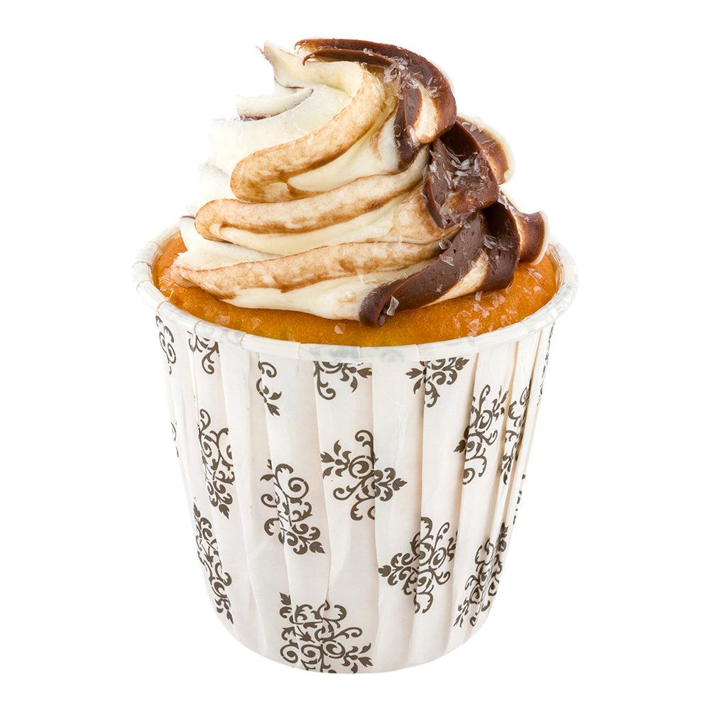 restaurantware Panificio 4 oz Round Vintage Floral Paper Tall Baking Cup - Pleated - 3" x 3" x 2 3/4" - 200 count box