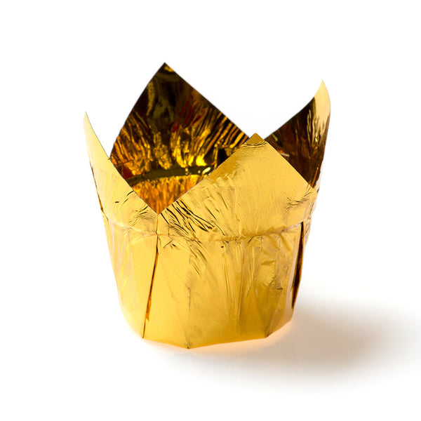 Restaurantware Panificio 4 Oz Tulip Rose Gold Paper Regular Baking Cup - 2 1/4" X 2 1/4" X 1 1/2" - 200 Count Box