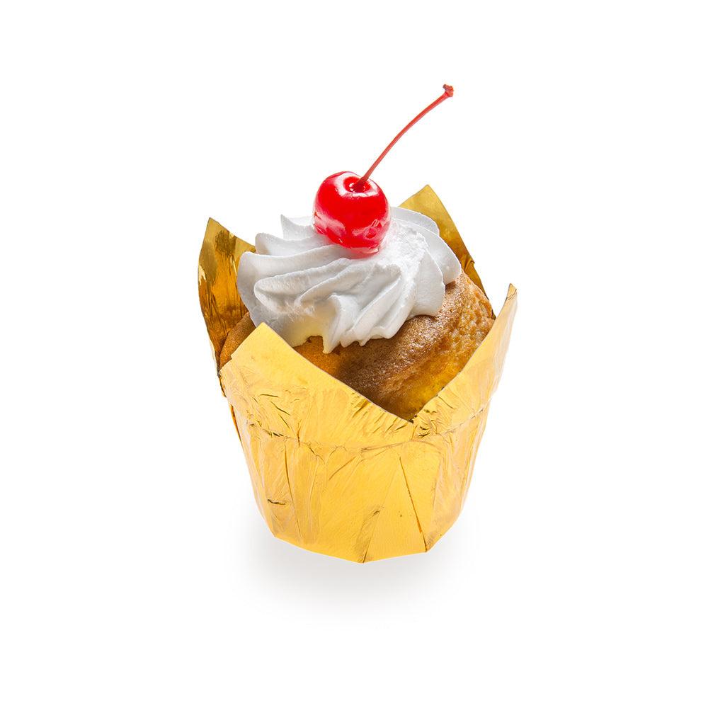 restaurantware Panificio 4 oz Tulip Rose Gold Paper Regular Baking Cup - 2 1/4" x 2 1/4" x 1 1/2" - 200 count box