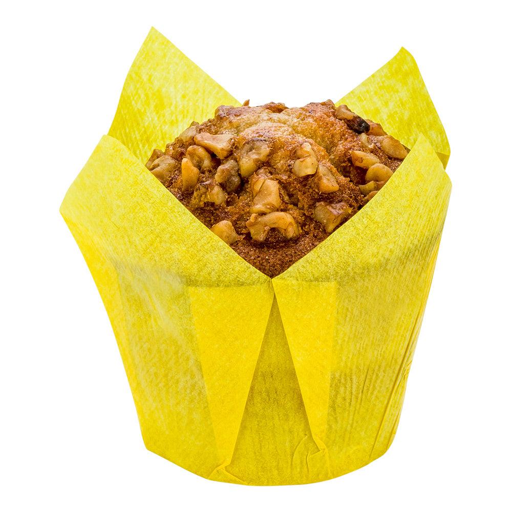 restaurantware Panificio 4 oz Yellow Paper Tulip Baking Cup - Greaseproof - 3 1/2" x 3 1/2" x 3 1/2" - 200 count box