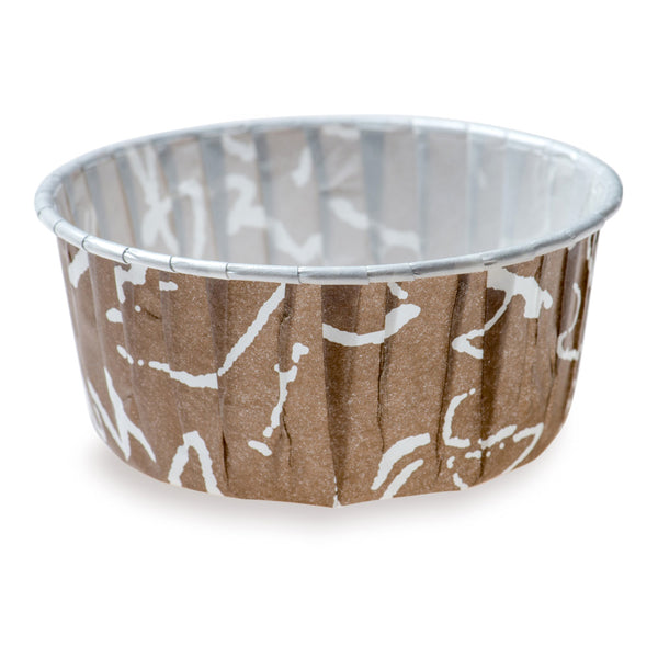 Restaurantware Panificio 5 Oz Round Chocolate Wisp Paper Large Baking Cup - Pleated - 3 3/4" X 3 3/4" X 1 1/2" - 200 Count Box