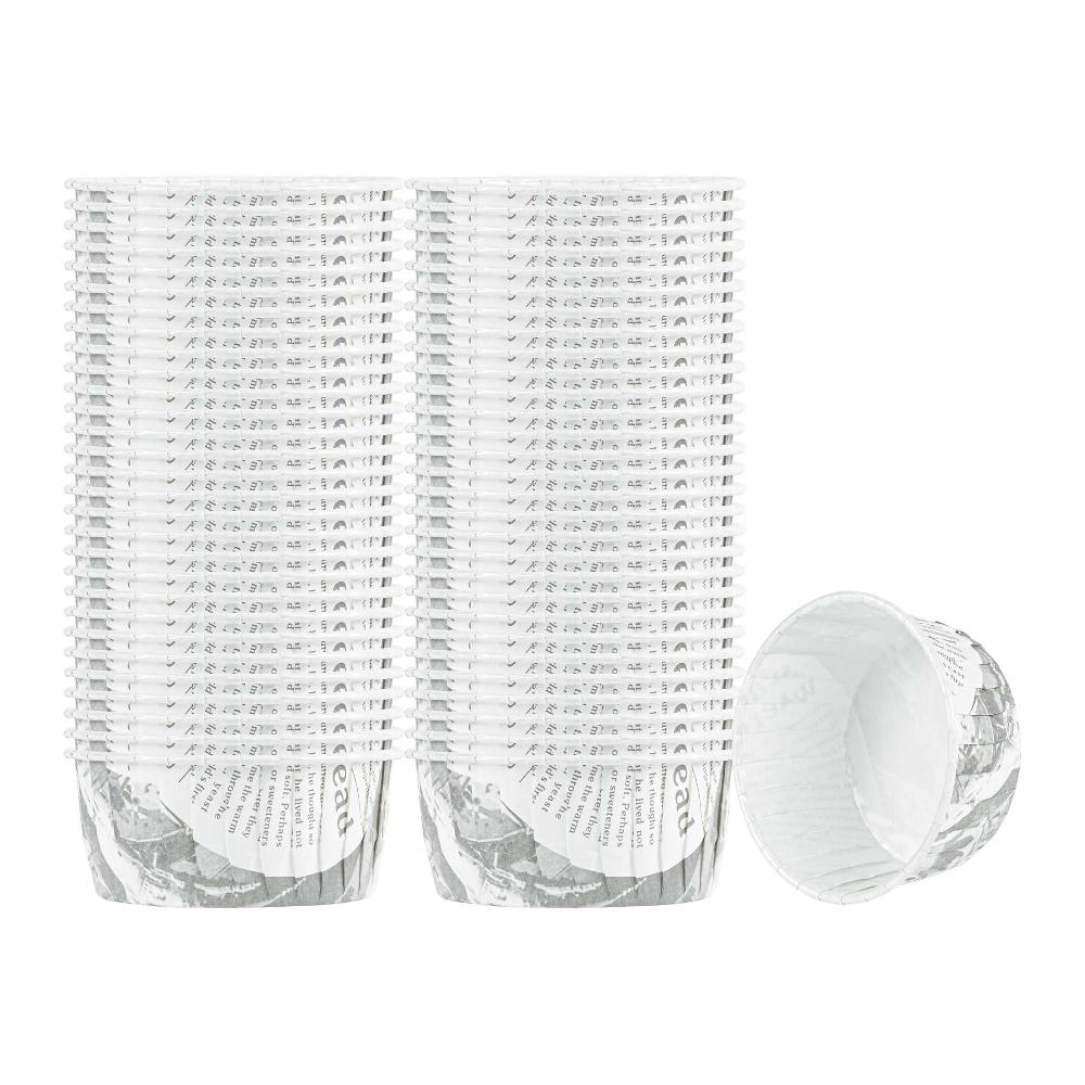 restaurantware Panificio 5 oz Round Newsprint Paper Large Baking Cup - Pleated - 3 3/4" x 3 3/4" x 1 1/2" - 200 count box