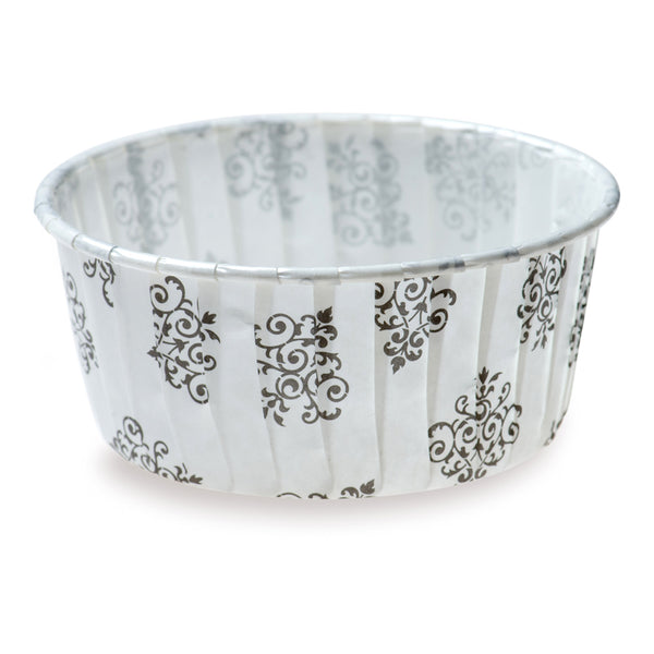 Restaurantware Panificio 5 Oz Round Vintage Floral Paper Large Baking Cup - Pleated - 3 3/4" X 3 3/4" X 1 1/2" - 200 Count Box