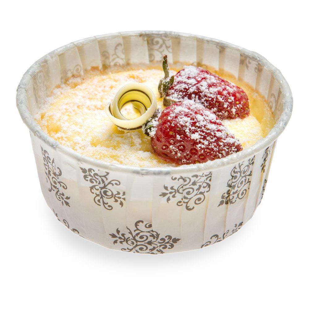 restaurantware Panificio 5 oz Round Vintage Floral Paper Large Baking Cup - Pleated - 3 3/4" x 3 3/4" x 1 1/2" - 200 count box