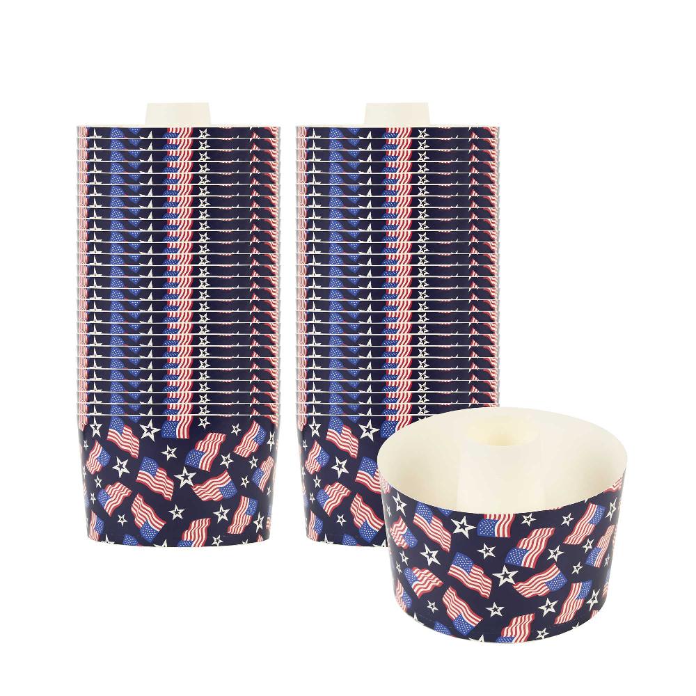 restaurantware Panificio 53 oz Paper Baking Ring Mold - American Flag Greaseproof - 5 3/4" x 5 3/4" x 3 3/4" - 400 count box