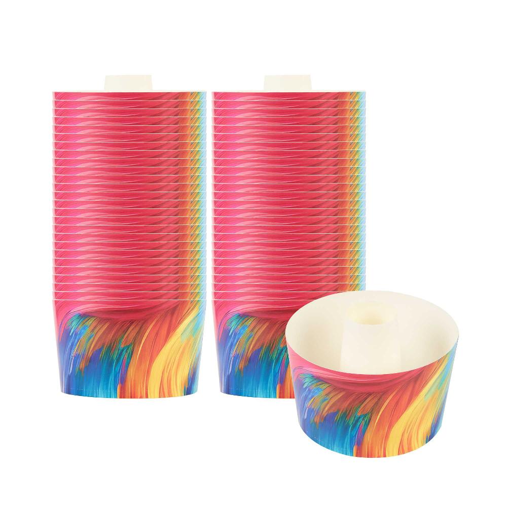 restaurantware Panificio 53 oz Paper Baking Ring Mold - Colorful Abstract Waves Greaseproof - 5 3/4" x 5 3/4" x 3 3/4" - 400 count box