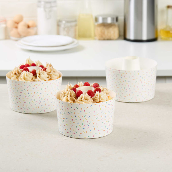 Restaurantware Panificio 53 Oz Paper Baking Ring Mold - Colorful Confetti Greaseproof - 5 3/4" X 5 3/4" X 3 3/4" - 400 Count Box