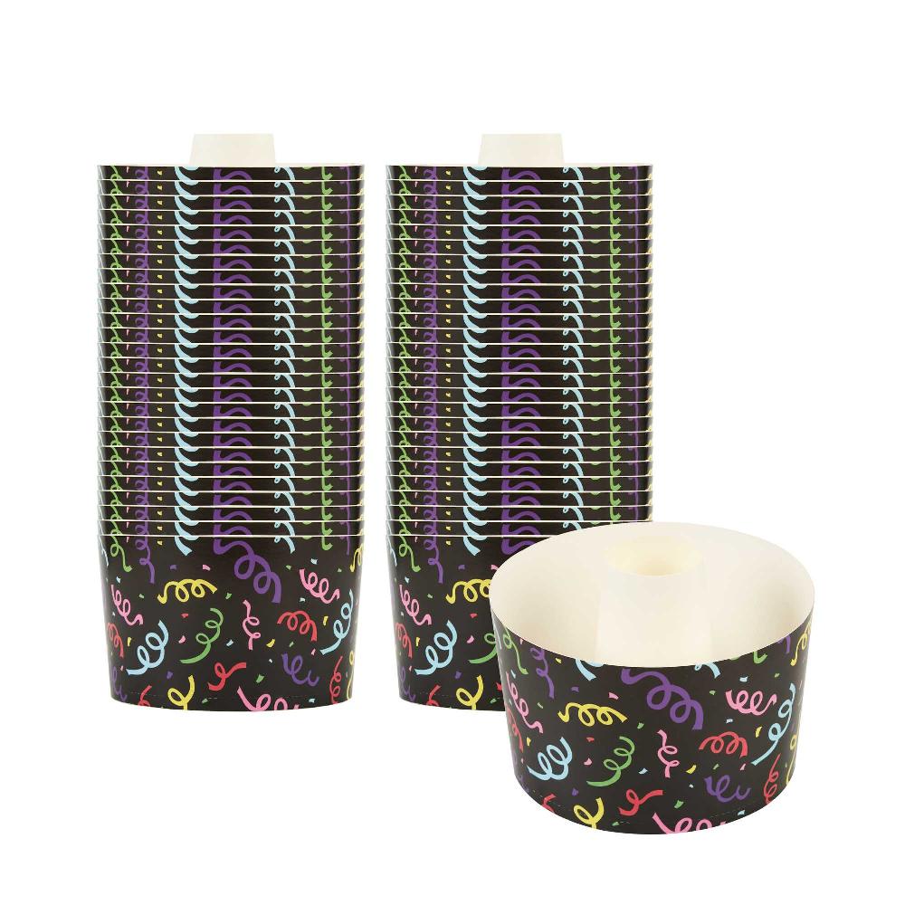 restaurantware Panificio 53 oz Paper Baking Ring Mold - Colorful Streamers Greaseproof - 5 3/4" x 5 3/4" x 3 3/4" - 400 count box