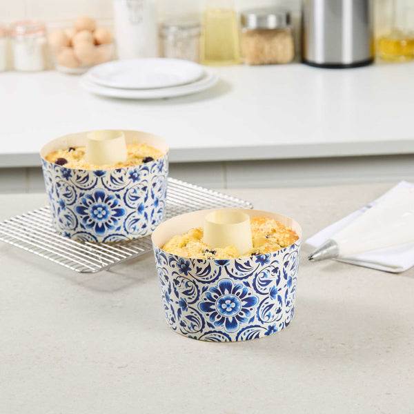 Restaurantware Panificio 53 Oz Paper Baking Ring Mold - Floral Greaseproof - 5 3/4" X 5 3/4" X 3 3/4" - 400 Count Box