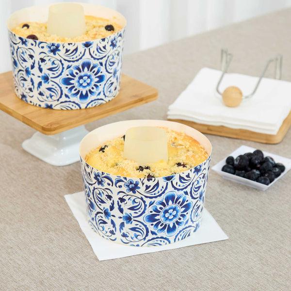 Restaurantware Panificio 53 Oz Paper Baking Ring Mold - Floral Greaseproof - 5 3/4" X 5 3/4" X 3 3/4" - 400 Count Box