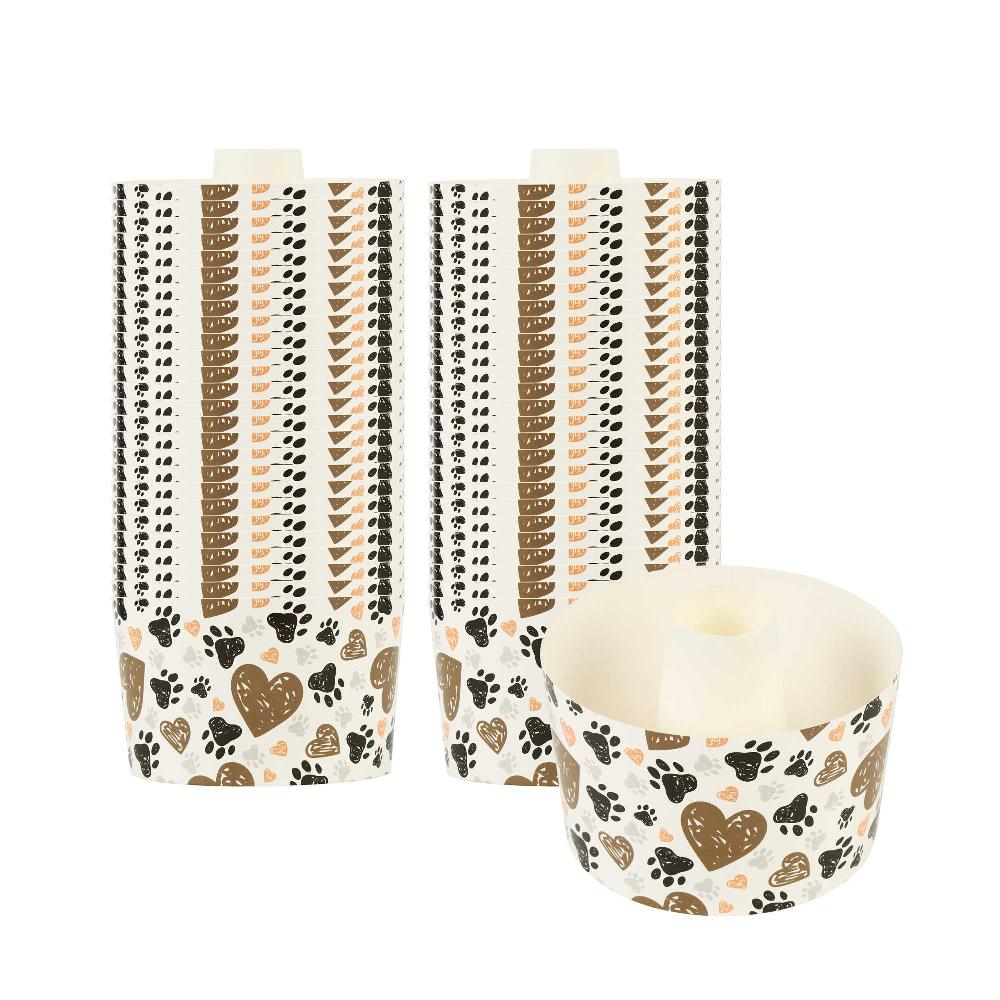 restaurantware Panificio 53 oz Paper Baking Ring Mold - Paw Print Greaseproof - 5 3/4" x 5 3/4" x 3 3/4" - 400 count box