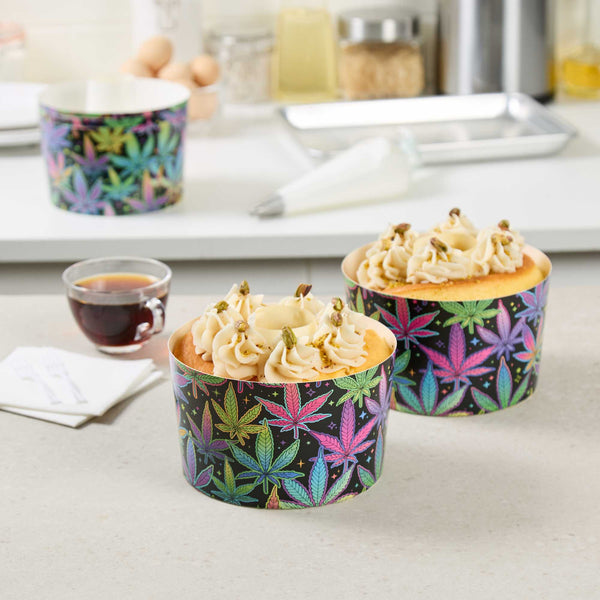 Restaurantware Panificio 53 Oz Paper Baking Ring Mold - Trippy Leaf Print Greaseproof - 5 3/4" X 5 3/4" X 3 3/4" - 400 Count Box