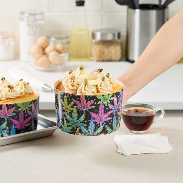 Restaurantware Panificio 53 Oz Paper Baking Ring Mold - Trippy Leaf Print Greaseproof - 5 3/4" X 5 3/4" X 3 3/4" - 400 Count Box