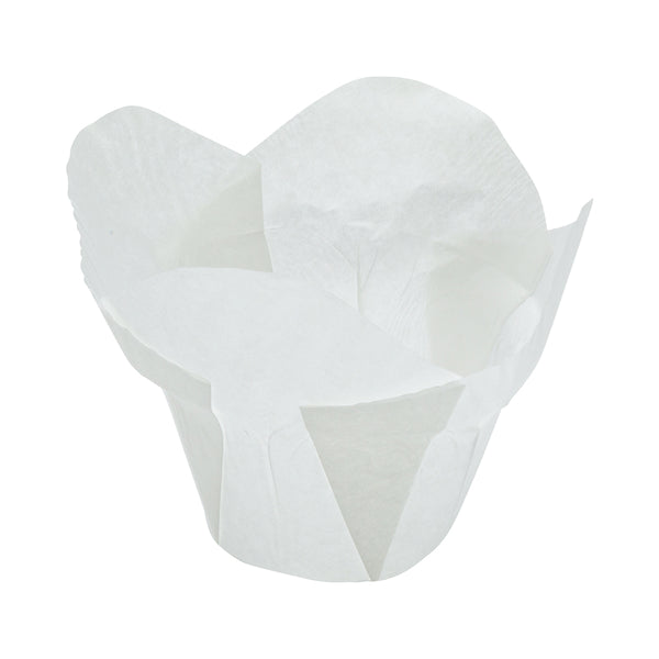 Restaurantware Panificio 6 Oz Daffodil White Paper Baking Cup - Greaseproof - 3 1/4" X 3 1/4" X 3" - 200 Count Box