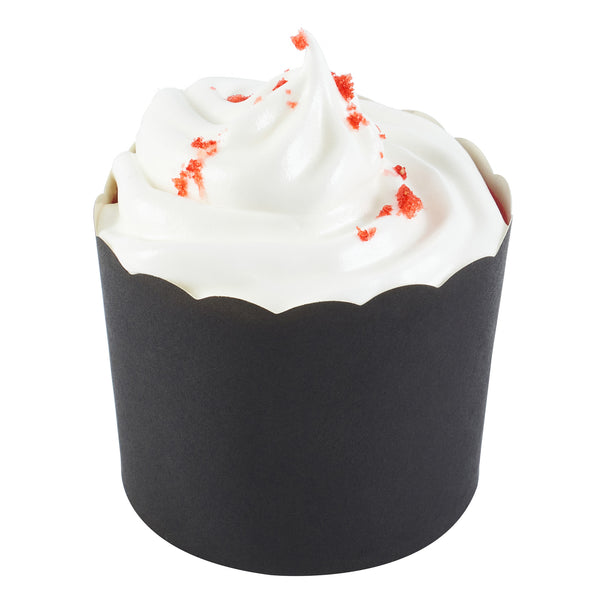 Restaurantware Panificio 6 Oz Round Black Paper Classic Baking Cup - Scalloped - 2 3/4" X 2 3/4" X 2 1/4" - 200 Count Box