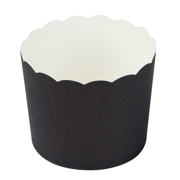 Restaurantware Panificio 6 Oz Round Black Paper Classic Baking Cup - Scalloped - 2 3/4" X 2 3/4" X 2 1/4" - 200 Count Box