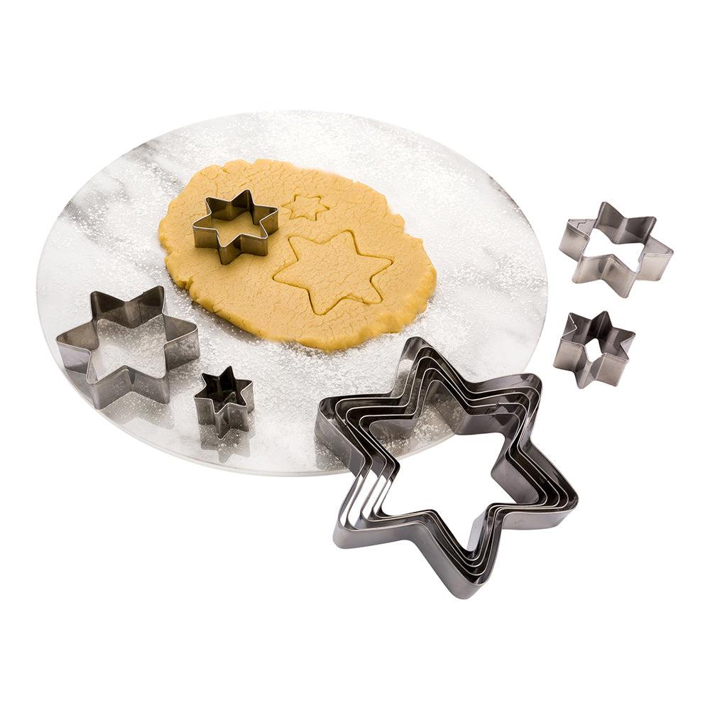 restaurantware Pastry Tek 10-Piece Metal Star Cookie Cutter Set 1 count box