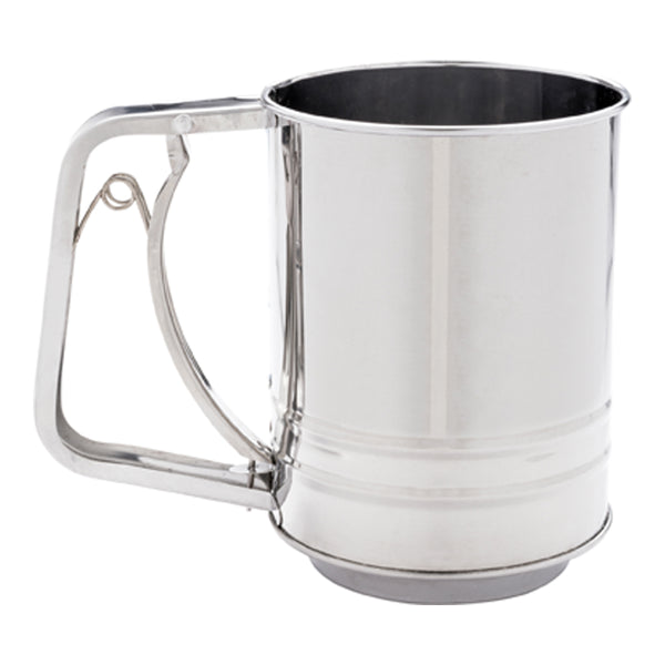 Restaurantware Pastry Tek 2.5 Cup Stainless Steel Flour Sifter With Trigger Action Handle 1 Count Box