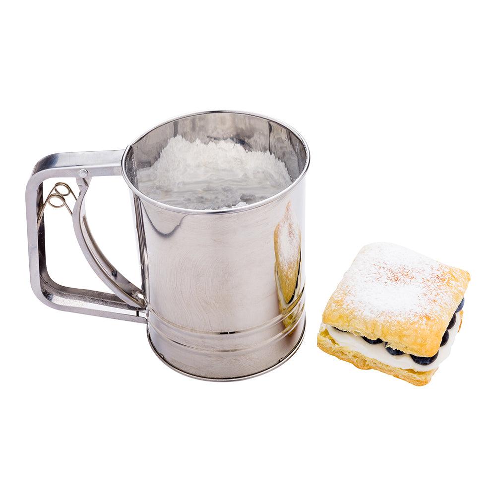 restaurantware Pastry Tek 2.5 Cup Stainless Steel Flour Sifter with Trigger Action Handle 1 count box