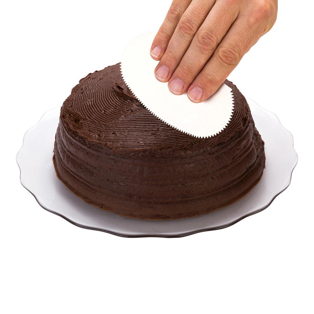 restaurantware Pastry Tek 2-Pattern Metal Cake Scraper and Icing Comb with Fine Tooth Straight Edge - 4.8" x 2.5" - 1 count box