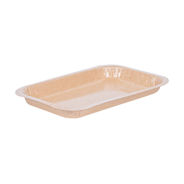Restaurantware Pastry Tek 24 Oz Rectangle Kraft Paperboard Tray - Oven-Safe - 8 1/4" X 5 1/2" X 1" - 100 Count Box