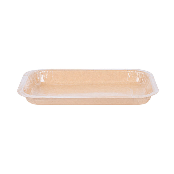 Restaurantware Pastry Tek 24 Oz Rectangle Kraft Paperboard Tray - Oven-Safe - 8 1/4" X 5 1/2" X 1" - 100 Count Box