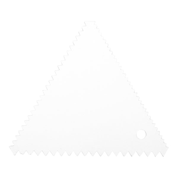 Restaurantware Pastry Tek 3-Pattern Metal Cake Scraper And Icing Comb With Fine And Wide Tooth Edge - 4.3" X 3.8" - 1 Count Box