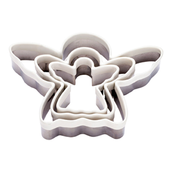 Restaurantware Pastry Tek 3-Piece Metal Angel Cookie Cutter Set With Comfort Grip 1 Count Box