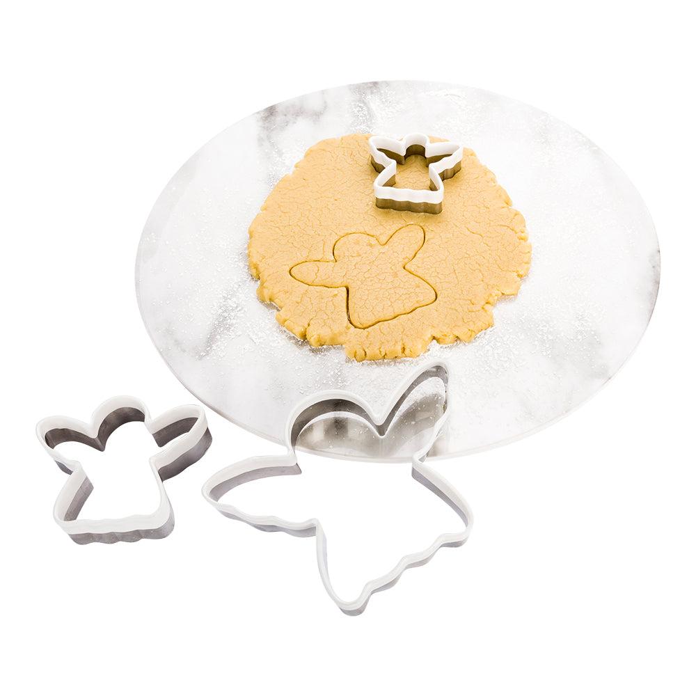 restaurantware Pastry Tek 3-Piece Metal Angel Cookie Cutter Set with Comfort Grip 1 count box