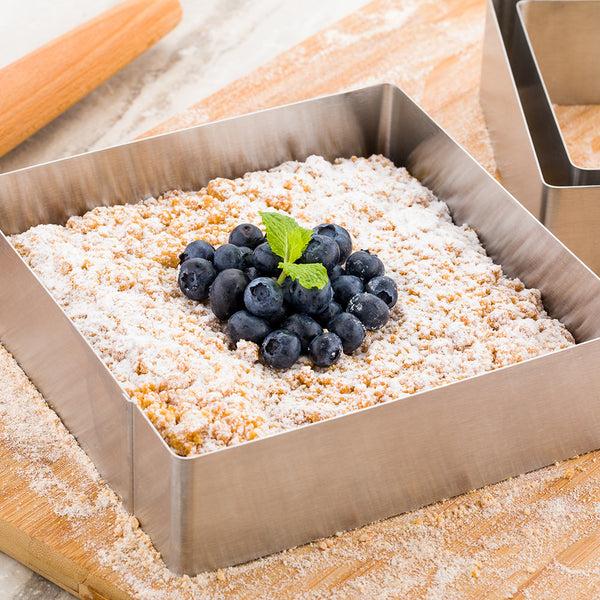 Restaurantware Pastry Tek 3-Piece Metal Square Cookie Cutter Ring Mold Set 1 Count Box