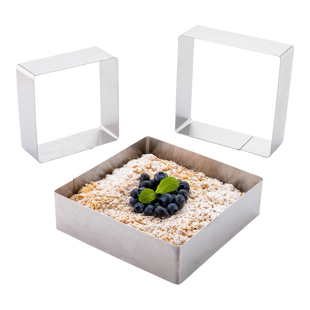 restaurantware Pastry Tek 3-Piece Metal Square Cookie Cutter Ring Mold Set 1 count box
