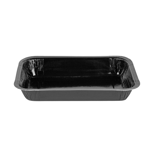 Restaurantware Pastry Tek 32 Oz Rectangle Black Paperboard Tray - Oven-Safe - 8 1/4" X 5 1/2" X 1 1/2" - 100 Count Box