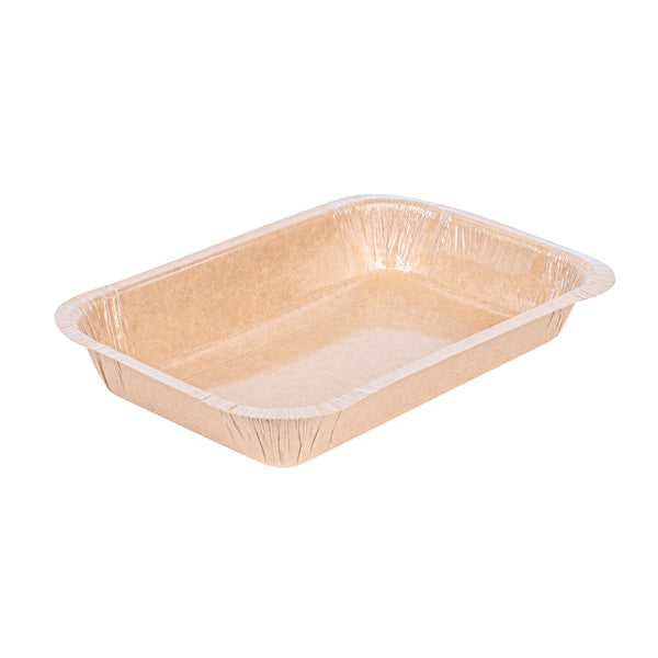 Restaurantware Pastry Tek 32 Oz Rectangle Kraft Paperboard Tray - Oven-Safe - 8 1/4" X 5 1/2" X 1 1/2" - 100 Count Box