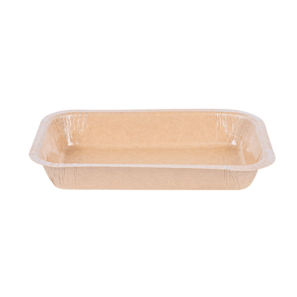 Restaurantware Pastry Tek 32 Oz Rectangle Kraft Paperboard Tray - Oven-Safe - 8 1/4" X 5 1/2" X 1 1/2" - 100 Count Box