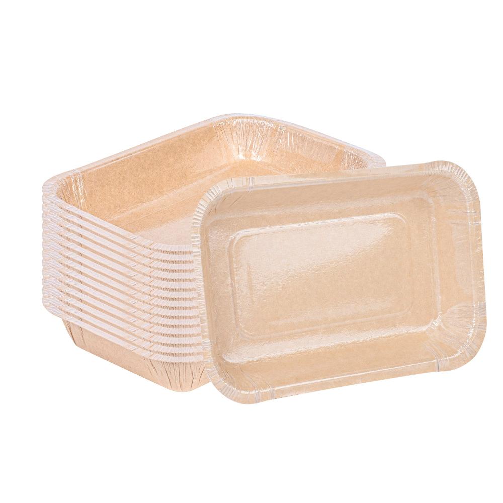 restaurantware Pastry Tek 32 oz Rectangle Kraft Paperboard Tray - Oven-Safe - 8 1/4" x 5 1/2" x 1 1/2" - 100 count box