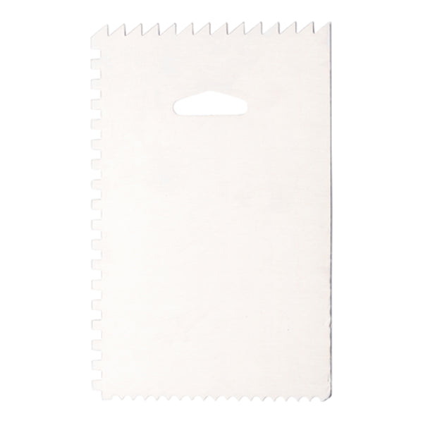 Restaurantware Pastry Tek 4-Pattern Metal Cake Scraper And Icing Comb With Combo Straight Edge - 6" X 3.8" - 1 Count Box