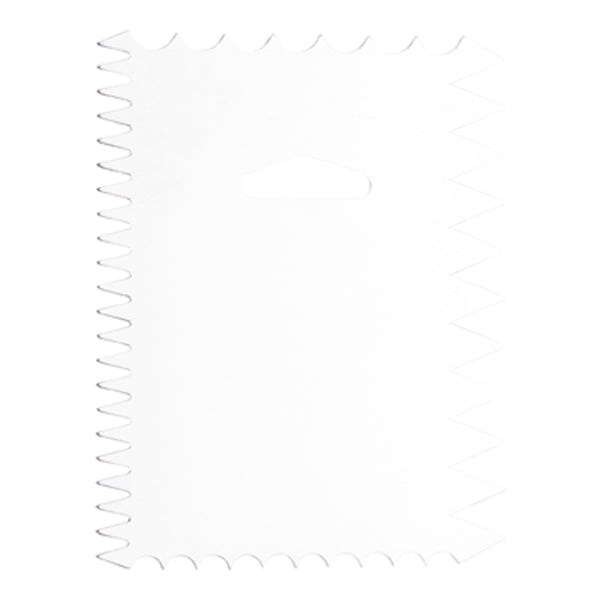 Restaurantware Pastry Tek 4-Pattern Metal Cake Scraper And Icing Comb With Wave And Wide Tooth Edge - 4.8" X 3.8" - 1 Count Box