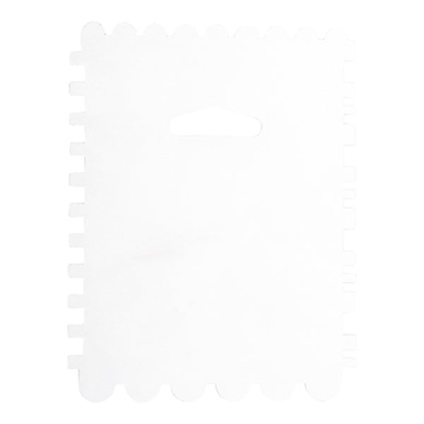 Restaurantware Pastry Tek 4-Pattern Metal Cake Scraper And Icing Comb With Square And Scalloped Edge - 4.9" X 3.8" - 1 Count Box
