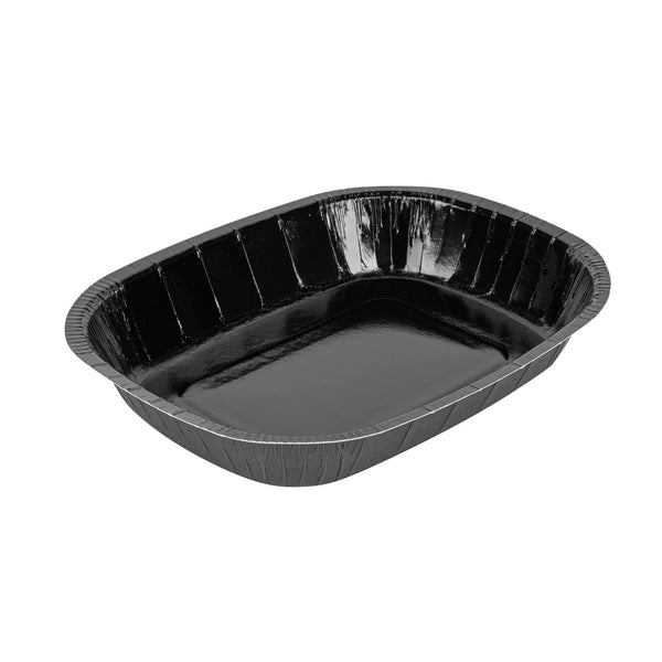 Restaurantware Pastry Tek 48 Oz Rectangle Black Paperboard Tray - Oven-Safe - 9" X 7" X 1 3/4" - 100 Count Box