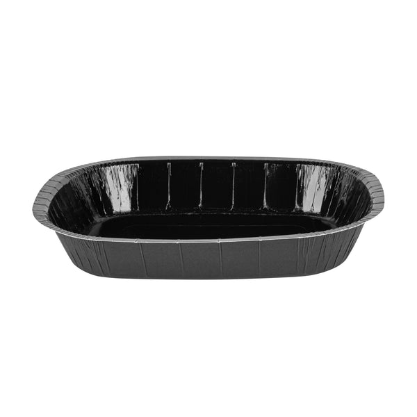 Restaurantware Pastry Tek 48 Oz Rectangle Black Paperboard Tray - Oven-Safe - 9" X 7" X 1 3/4" - 100 Count Box