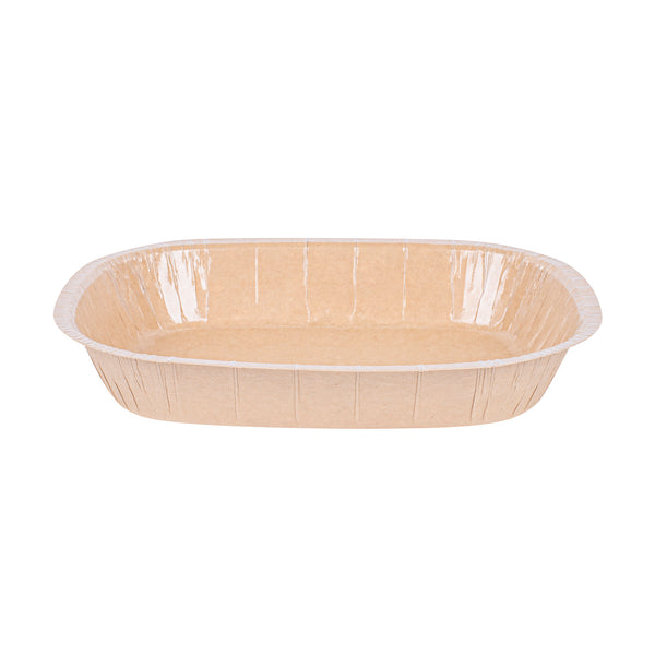 Restaurantware Pastry Tek 48 Oz Rectangle Kraft Paperboard Tray - Oven-Safe - 9" X 7" X 1 3/4" - 100 Count Box