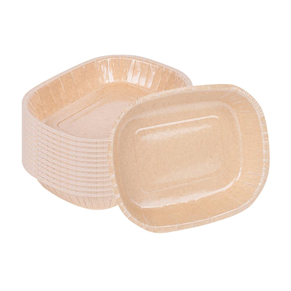 restaurantware Pastry Tek 48 oz Rectangle Kraft Paperboard Tray - Oven-Safe - 9" x 7" x 1 3/4" - 100 count box