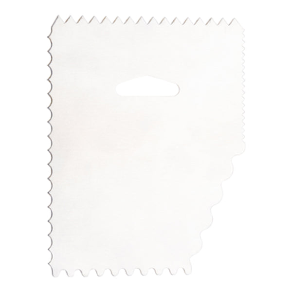 Restaurantware Pastry Tek 5-Pattern Metal Cake Scraper And Icing Comb With Assorted Combo Edge - 4.8" X 3.8" - 1 Count Box