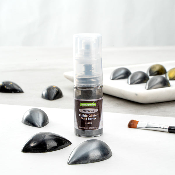 Restaurantware Pastry Tek 5g Black Edible Glitter Dust Spray - 1 Count Box