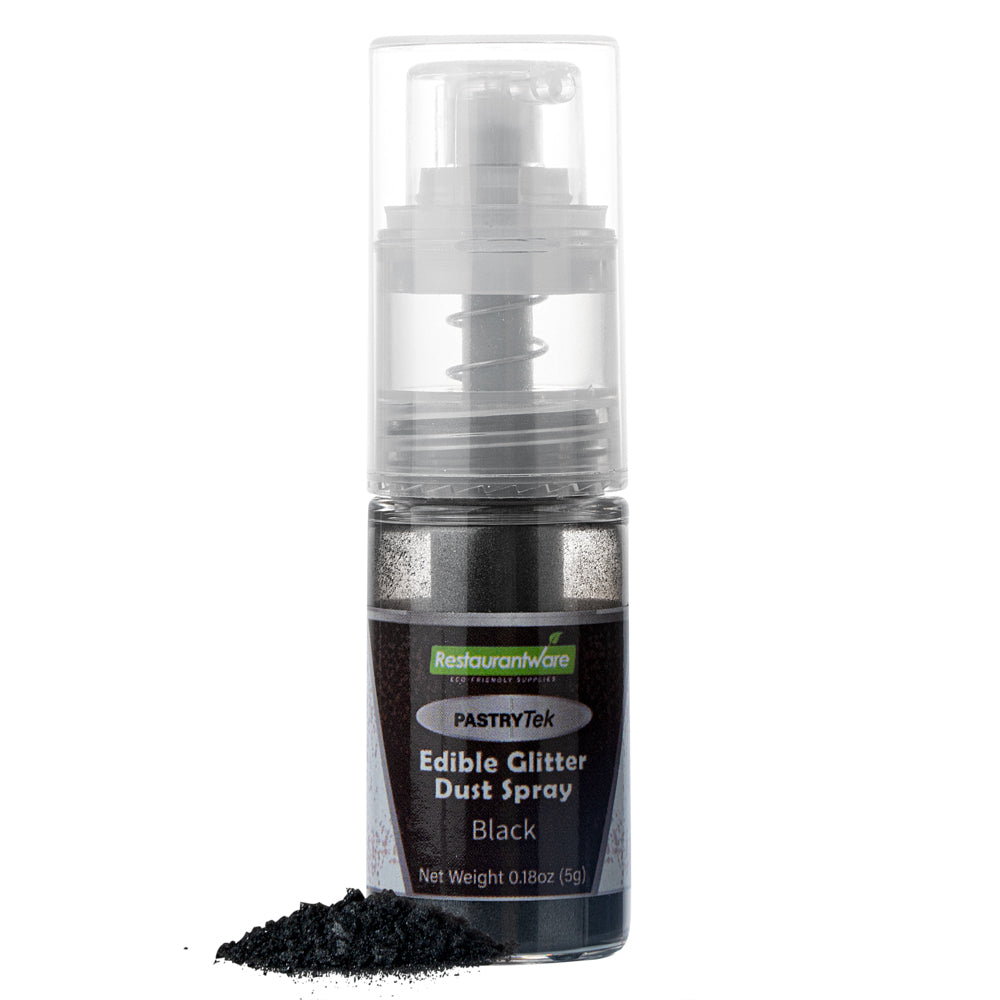 restaurantware Pastry Tek 5g Black Edible Glitter Dust Spray - 1 count box