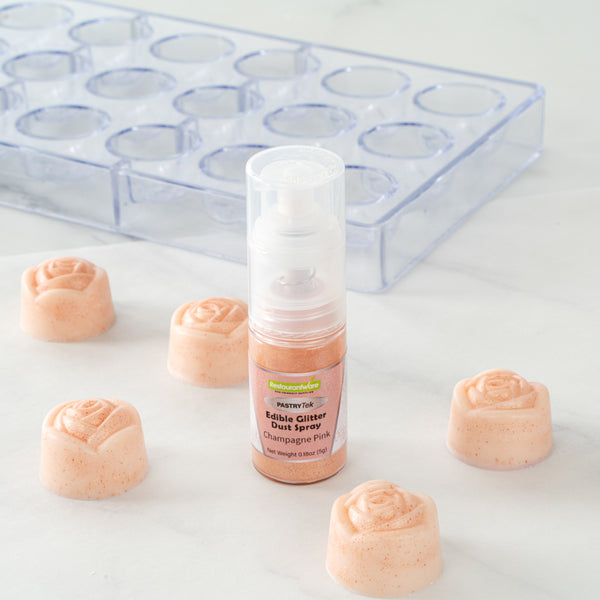 Restaurantware Pastry Tek 5g Champagne Pink Edible Glitter Dust Spray - 1 Count Box