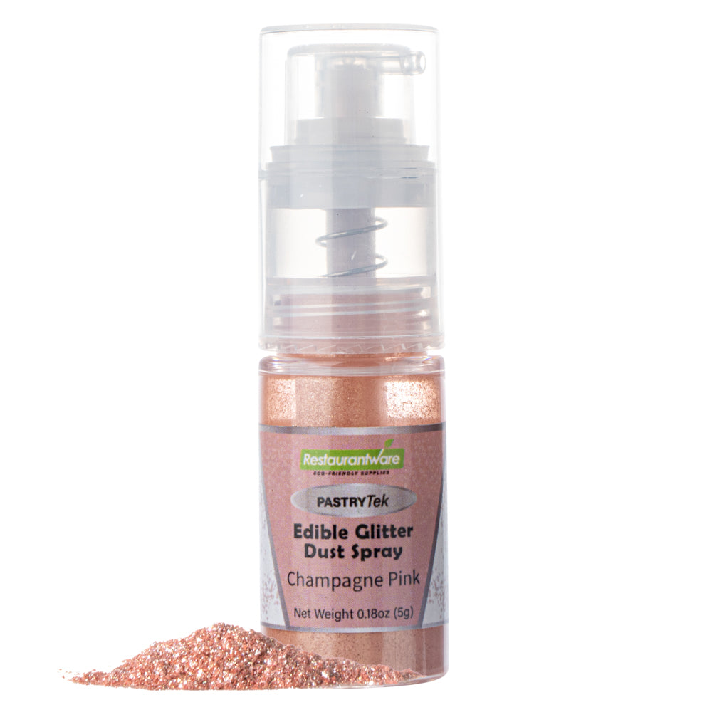 restaurantware Pastry Tek 5g Champagne Pink Edible Glitter Dust Spray - 1 count box