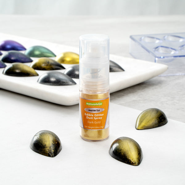 Restaurantware Pastry Tek 5g Dark Gold Edible Glitter Dust Spray - 1 Count Box