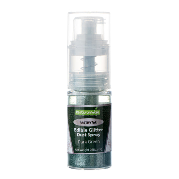 Restaurantware Pastry Tek 5g Dark Green Edible Glitter Dust Spray - 1 Count Box
