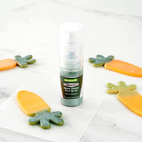 Restaurantware Pastry Tek 5g Dark Green Edible Glitter Dust Spray - 1 Count Box